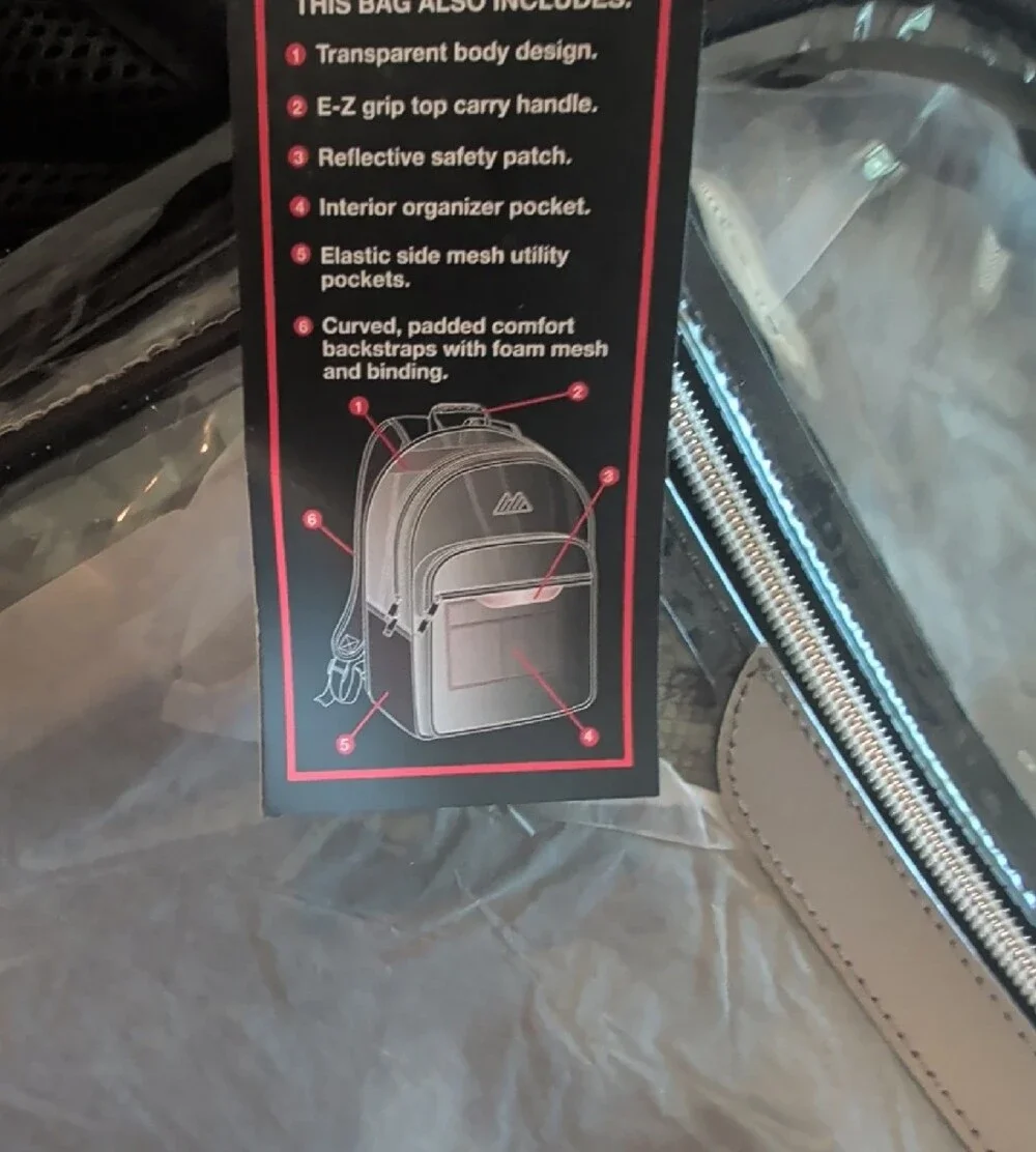 Summit Ridge Clear PVC Backpack with Black Trim